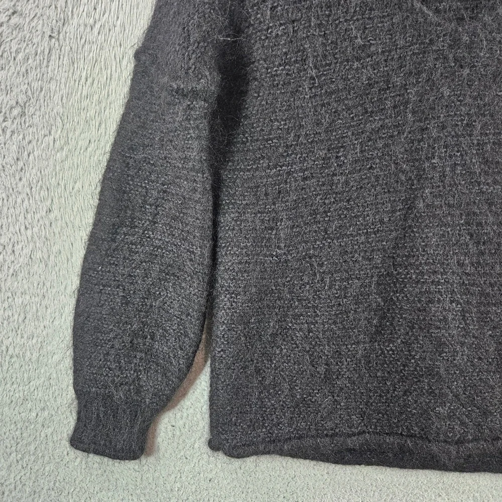 Free People Women Charcoal Gray Alpaca‎ Blend V-Neck Fuzzy Knit Sweater Small